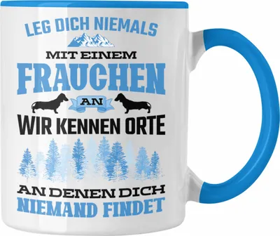 Produktbild von Trendation - Frauchen Tasse Geschenk Lustig Spruch Hundebesitzerin Geschenke Hund (Blau)