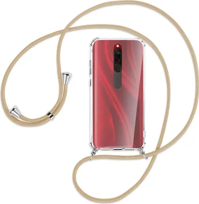 Produktbild von Handykette Backcover-Schutzhülle mit Band (Metall silberfarben) für Xiaomi Redmi 8 - caramel