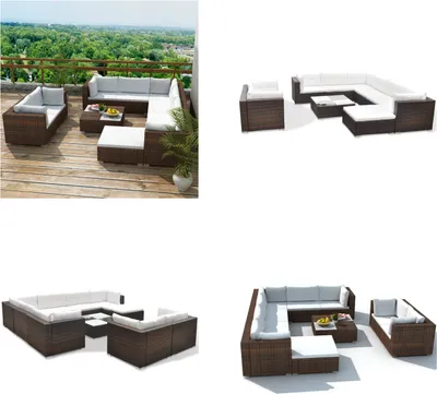 Produktbild von vidaXL 10 tlg. Garten Lounge Set mit Auflagen Poly Rattan Braun - Gartenmöbel-Set - Gartenmöbel-Sets - Gartengarnitur - Gartengarnituren