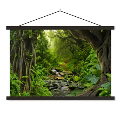 Produktbild von MuchoWow® Textilposter Natur - Wasser - Dschungel - Wald - Tropisch 120x80 cm mit schwarzem Rahmen - Wanddeko