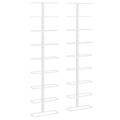 Productafbeelding van Set van 2 wandplanken voor wijnflessen, metaal, 24 x 9,5 x 98 cm, wit