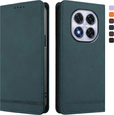 Produktbild von Hülle für Xiaomi Redmi Note 14 Pro 4G, Retro Kunstleder Ständer Klapphülle mit Kartenfächer und Magnetische Grün