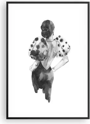 Produktbild von Gerahmtes Poster - Schwarzer Rahmen - Frau Aquarell Schwarz - 70x100 cm - Wand Bild - Wanddeko - Wandbilder - Kunstposter - Wandposter - Bilderrahmen - Bilder - Kunstdruck - P2BPA70x100-4805