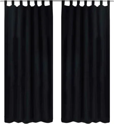 Produktbild von Vorhänge Gardinen aus Satin 2-teilig 140 x 245 cm Schwarz