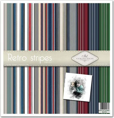 Immagine prodotto di ITD COLLECTION Setz 11Stk 30x30cm Scrapbooking Papier - Retro Stripes
