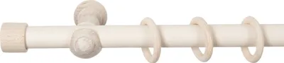 Produktbild von SN Deco - Stilgarnitur Gardinenstange Vorhangstange Cafiro, Holz, Klassikträger offen, 28 mm, 1-Lauf, Komplettset mit Ringen, Farbe Antikweiß, 160 cm