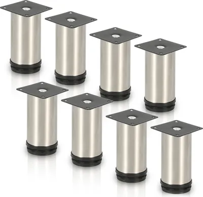 Produktbild von TolleTour 8er Set Möbelfüße Tischbein Set Sofafüße Möbelbeine Bettstützen Sofafüße Schrankfuß Möbelbeine Edelstahl 150mm