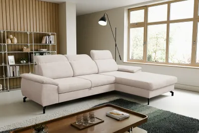 Produktbild von VENASI MALIBU Rechts Ecksofa mit Schlaffunktion und Bettkasten Eckcouch Sofa L Form Schlafsofa BEIGE