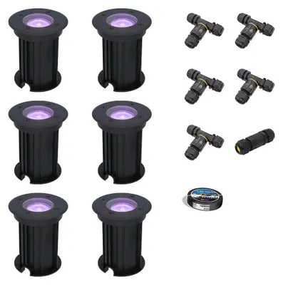 Produktbild von hoftronicsmart LED Bodeneinbaustrahler 6x 5,5W GU10 RGBWW IP67 Schwarz