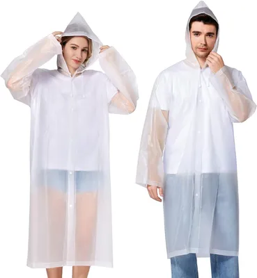 Productafbeelding van Regenjassen en Regen Poncho 2 stuks set Herbruikbare EVA regencape met capuchon voor volwassenen dames en heren
