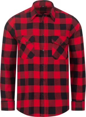 Produktbild von Flanellhemd Karohemd Holzfäller Arbeitshemd Flanell Hemd Baumwolle Gr. S-4XL NEU rot/schwarz kariert L