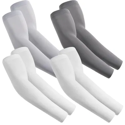 Immagine prodotto di Maniche sportive per braccia, per donna e uomo, confezione da 4 paia, colore: bianco, grigio scuro, grigio chiaro