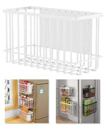 Zdjęcie produktu dla Półka magnetyczna do kuchni, organizer do przypraw, półka do lodówki, metal, biały