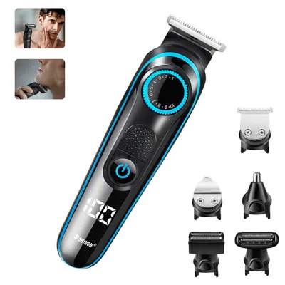 Produktbild von Elektrischer Rasierer für Herren mit Nasenhaarschneider, 3D wasserdicht, wiederaufladbar, USB-Modell, multifunktional und präzise Rasiermaschine.