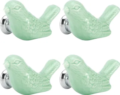 Obrázek produktu pro 4 sady keramických knoflíků ve tvaru ptáka DIY pro zásuvky skříně táhnout rukojeť nábytku doplňky