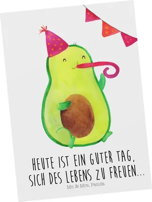 Produktbild von Mr. & Mrs. Panda Fotokarte Avocado Party - Weiß - Geschenk, Grußkarte, Kunstkarten, Postkarte, Postkarten, Happy Birthday, Schulabschluss, Ansichtskarten, Geburtstag