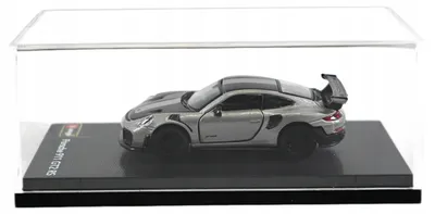 Produktbild von Bburago Porsche 911 GT2 RS 1:64 Grau Modellauto in Vitrine Sammlerstück Premium