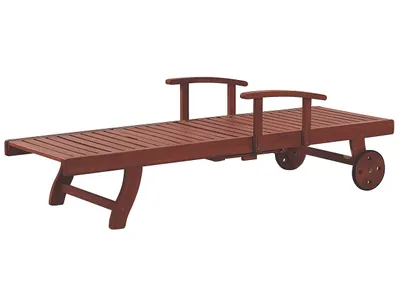 Produktbild von BELIANI Gartenliege Dunkelbraun Akazienholz verstellbar rollbar modern Terrasse Garten Balkonmöbel