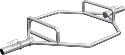 Produktbild von GORILLA SPORTS® Trap Bar - Olympia 50 mm, bis 270 kg Belastbar, mit 2 Federverschlüsse, Verchromt, Gerändelt - Olympische Hexagon Hantelstange, Olympic Hexagon-Bar, Trizeps-Stange