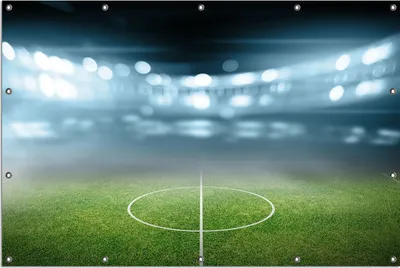 Produktbild von Wallario Outdoor-Poster für Garten oder Balkon, Motiv Fußball Stadion Mittellinie II, in ca. 120 x 180 cm