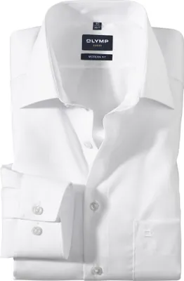 Produktbild von Olymp Hemd Ärmellänge 7 Luxor Modern Fit normale Passform weiß einfarbig Baumwolle