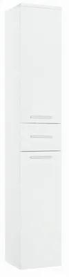 Produktbild von MATKAM Badschrank 2D1SZ1K, Hochschrank mit Wäschesammler, 2 Türer und 1 Schublade, freistehend oder hängend, mit satinierter Griff  (Weiß)