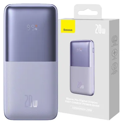 Zdjęcie produktu dla Baseus Bipow Pro, 10000 mAh, Litowo-polimerowy (LiPo), 3,7 V, 20 W, Fioletowy