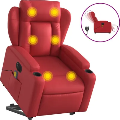 Produktbild von vidaXL Massagesessel mit Aufstehhilfe Elektrisch Rot Kunstleder