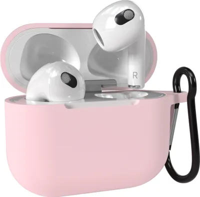 Produktbild von EAZY CASE - Schutzhülle für AirPods 3 Hülle Rosa Silikon Case Stoßfest mit Karabiner geeignet als Schlüsselanhänger Antikratz Etui rutschfeste Silikonhülle für Airpod 3. Generation in Hell Pink