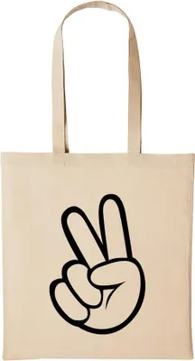 Produktbild von Huuraa Baumwollbeutel Peace Zeichen Geschenk Einkaufstasche Natural 10 Liter Baumwolle Peace Zeichen Accessoire