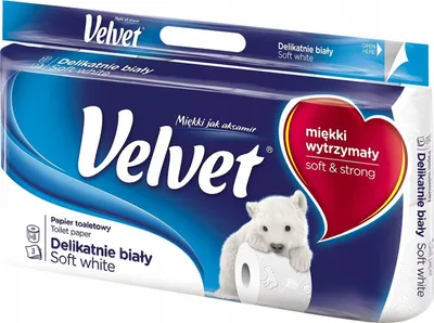 Obrázok produktu pre Zamatovo jemný biely toaletný papier - 8 roliek