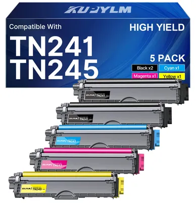Produktbild von KUPYLM TN-241 TN-245 Tonerpatrone, kompatibel mit Brother TN241 TN245, für Modelle MFC-9330CDW, DCP-9020CDW, MFC-9340CDW, HL-3140CW, HL-3150CDW, MFC-9140CDN, HL-3170CDW (Schwarz, Cyan, Gelb, Magenta, 5 Stück)