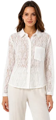 Produktbild von Damen Bluse Deeluxe Romane Spitze elegant azurfarben weiß M