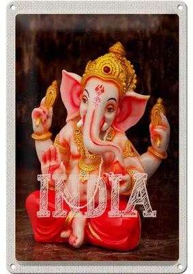 Produktbild von Blechschild Reise 20x30cm Indien Skulptur Ganesha Gott Hindu