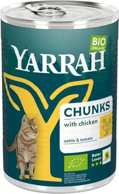 Produktbild von Yarrah -Katzenfutter Bröckchen mit Huhn, Adult, jede Rasse, Huhn, 405 g, Ohne künstliche Farbstoffe