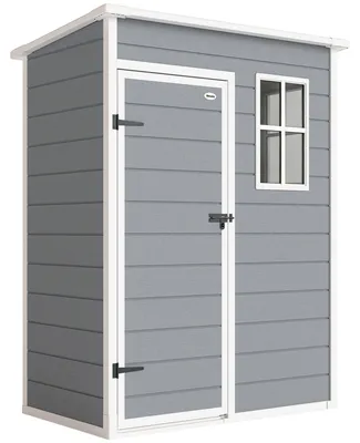 Image de Abri de jardin en plastique de 1,14 m² avec fenêtre et serrure | Couleur : Gris | Dimensions : 92 x 151 x 193 cm