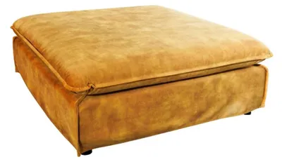 Productafbeelding van Pouf KALIA – Mosterdgeel – Fluweel – Hedendaagse poef