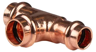 Produktbild von Kupfer Pressfitting T-Stück reduziert 18 x 18 x 15 mm V+M-Kontur DVGW