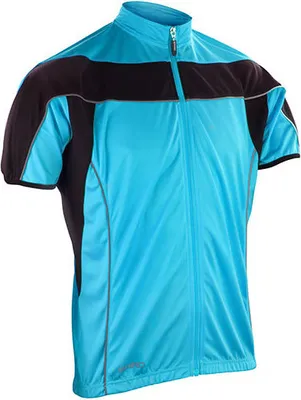 Produktbild von SPIRO S188M | Mens Bikeshirt Full Zip Performance + COOL DRY Gewebe - Farbe: Aqua/Black - Größe: XL