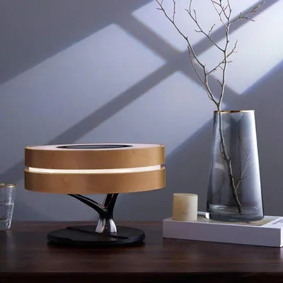 Produktbild von Runde Nachttischlampe "Horizon" mit Lautsprecher & Wireless Charger - Dimmbar Touch - 3000K/4000K/6500K