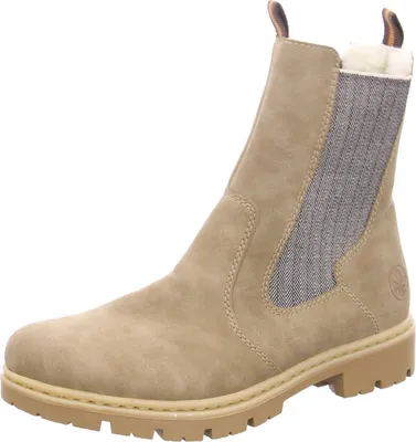 Obrázok produktu pre Rieker dámske členkové topánky s blokovým podpätkom Chelsea boots teplá podšívka 71363, veľkosť:38 EU, farba:Beige
