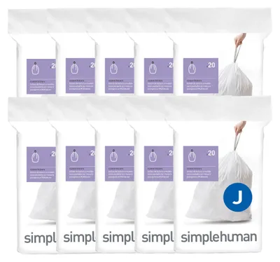 Produktbild von simplehuman Code J Müllbeutel mit Kordelzug, passgenau, in Spenderpackungen, 30–
