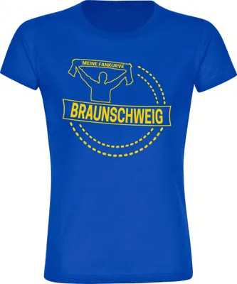 Produktbild von multifanshop Damen T-Shirt - Braunschweig - Meine Fankurve, blau, Größe XXL
