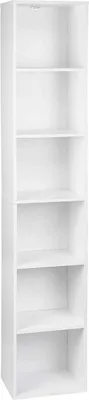 Produktbild von WOLTU Bücherregal mit 6 Fächern, Würfelregal freistehend, Standregal, Büroregal Aufbewahrungsregal, aus Holzwerkstoff, 30x158,5x24 cm, ‎Weiß