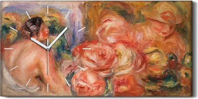 Produktbild von Wandbild Leinwand Bilder mit Uhr 60x30 Malerei Abstrakte Frauen Blumen Kunst - weiße Hände