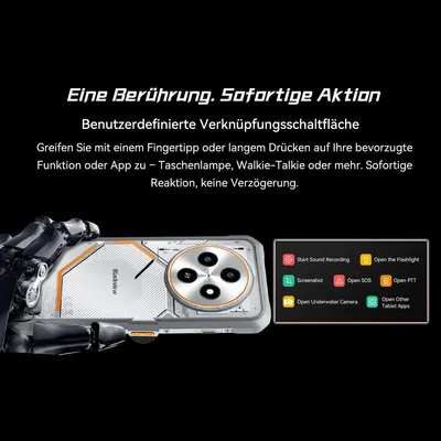 Produktbild von Blackview FORT 2 Outdoor Handy,6.56", 24 GB+256GB/2TB, Ultra-Dünn 10.7 mm,Android 15, IP68/IP69K,5000 mAh,90Hz,4G Dual/NFC/OTG/GPS/245g,16MP+13MP