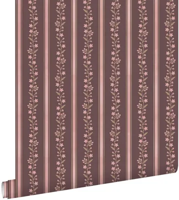 Zdjęcie produktu dla ESTAhome Tapeta kwiaty i paski fioletowym 50 x 900 cm