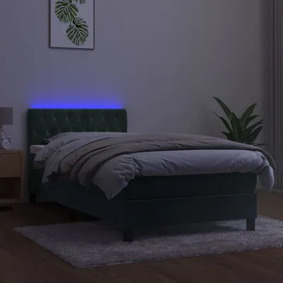 Image de Maison Exclusive - Sommier à lattes de lit avec matelas et LED Vert foncé 90x190cm