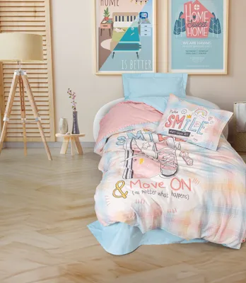 Produktbild von L'Essentiel Linge de Maison, Smile - Mint, Minze, Ranforce Young Bettbezug-Set, 100 % BAUMWOLLE RANFORCE, 160 x 220 cm