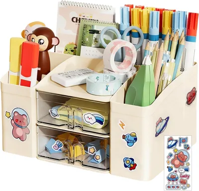 Obrázok produktu pre Držiak na perá, stolný organizér s 8 priehradkami, pre kanceláriu, béžová